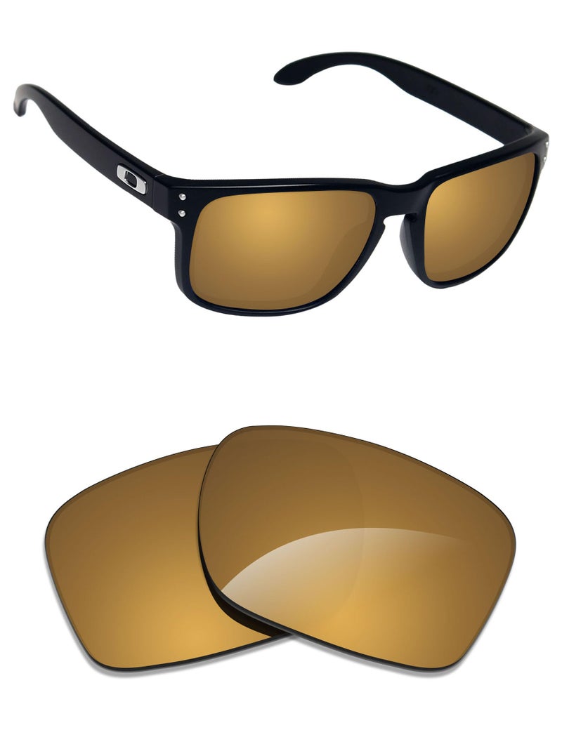 Alphax عدسات بديلة مرآة ذهبية مستقطبة Alphax Flare لنظارات Oakley Holbrook OO9102 الشمسية - Image 1